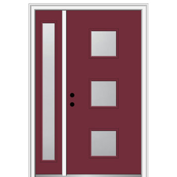 53"x81.75" 3-Lite Square Frosted RH Inswing Fiberglass Door With Sidelite