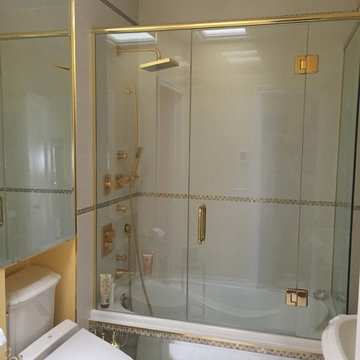 Gold Coloured Brass Shower Unit & Bathroom