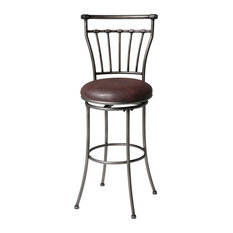 Fashion Bed Group - Topeka Swivel Stool With Coffee Upholstered Seat, Striated Silver, 26" - Bar Stools and Counter Stools