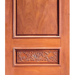 Colonial 3-Panels Single Door, Hand Carved in Mahogany - Front Doors