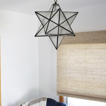 Modern Rustic Cottage Living Room Gets Updated With Woven Wood Shades