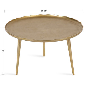 Alessia Round Coffee Table, Gold, 25x25x15
