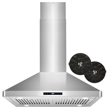 30" Ductless Island Range Hood With Soft Touch Controls and Permanent Filters