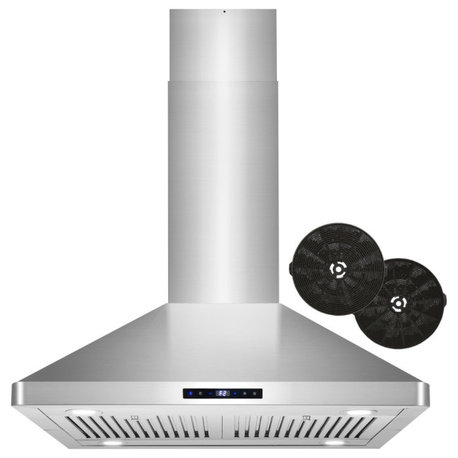 30" Ductless Island Range Hood With Soft Touch Controls and Permanent Filters