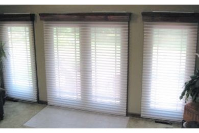 Window Shades Over French Doors And Wood Cornices Over French Doors