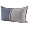 Aubrielle 26Lx14W Gray and Blue Fabric Color Blocked Decorative Pillow Cover