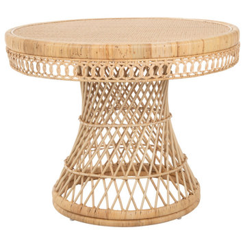 Round Rattan Peacock Small Dining Table, Natural