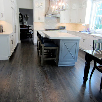 NESCONSET:  RED OAK REFINISHED WITH DRIFTWOOD STAIN + 3 COATS TRAFFIC HD SATIN