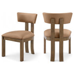 Meridian Furniture - Lavrin Upholstered Dining Side Chair, Cognac, Vegan Leather, Walnut, Set of 2 - Indulge in the allure of the Cognac Lavrin Dining Side Chair by Meridian Furniture. Its captivating design and luxurious Cognac elevate any space with effortless elegance. Crafted with precision and durability in mind, this stunning piece becomes the focal point of gatherings, fostering moments of connection and warmth. Embrace sophistication and style with the Lavrin Dining Side Chair, a testament to exquisite taste and timeless beauty.
