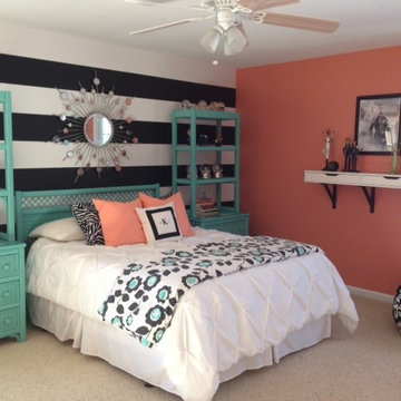 Girl's Teal & Coral Bedroom