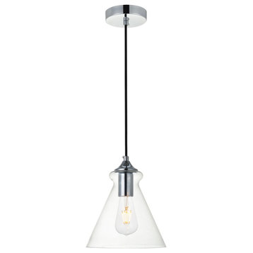 Midcentury Modern Black And Clear 1-Light Pendant