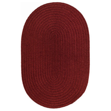 Pura Braided Red Wool Rug Barn Red 3'x5' Oval