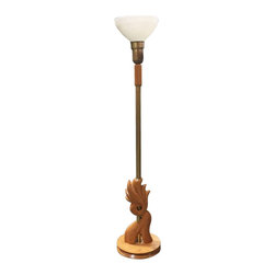 Heifetz Style Hand-Carved Torchiere Floor Lamp - Floor Lamps