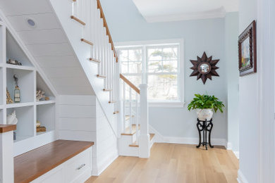 Inspiration for a coastal staircase remodel in Bridgeport