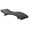 Modern Patio Furniture Peer Chaise, Brown With Orange Cushions