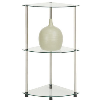 Convenience Concepts Designs2Go 3 Tier Corner Shelf, Glass