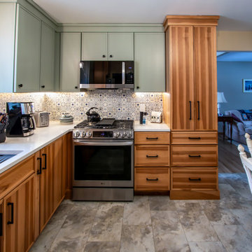 2-Tone Kitchen Design with Pistachio Painted and Hickory Stained Cabinetry