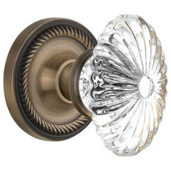 Rope Rosette Privacy Oval Fluted Crystal Glass Door Knob, Bright Chrome -  Traditional - Doorknobs - by Regal Brands