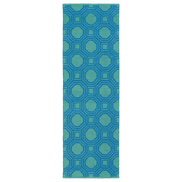 Kaleen Brisa Bri06 Geometric Outdoor Rug, Turquoise/Blue (17A), 9'0"x12'0"