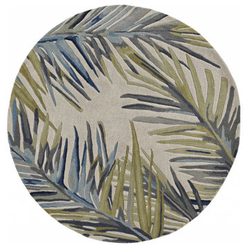 HomeRoots 8'x10' Ivory Hand Tufted Tropical Palms Indoor Area Rug