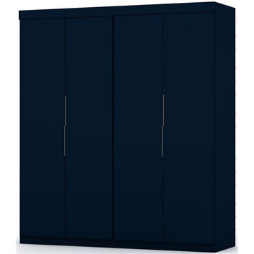 Manhattan Comfort Mulberry 2-Piece Wood Wardrobe Closet Set in Midnight Blue