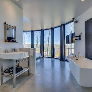 Round Open Space Pod Bathroom by Lofty Pods #prefabhomes