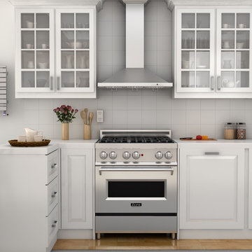 Farmhouse kitchen featuring a ZLINE KBCRN Stainless Steel Wall Range Hood