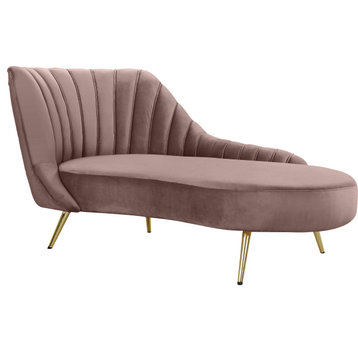 Margo Velvet Upholstered Set, Pink, Chaise