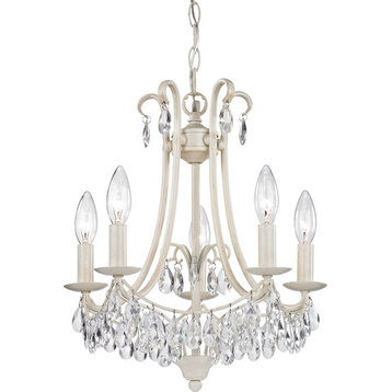 Mini Chandelier - Antique Cream With Clear Crystal