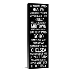 "Bus Roll: New York City Neighborhoods" Canvas Art, 12"x36"x1.25"