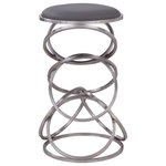 Armen Living - Medley 26" Gray Faux Leather Backless Barstool With Stainless Steel Finish - The Medley Backless Bar Height Barstool may not be your typical barstool, but don't let its stature fool you; this barstool can, and will, make for an addition to your small kitchen or bar. Suited for a smaller or shorter space, the Medley will fit just where you need it to. The backless design allows you to save space vertically, allowing even possible storage underneath a bar when it's not being used. But don't think because of its size the Medley lacks on comfort; the  Grey Faux Leathre upholstery not only looks great but offers a rather comfortable place to rest, and the Brushed Stainless Steel finish everywhere else provides the proper structure and style for the small area in your home. This Armen Living Medley Barstool comes in 26" counter or 30" bar height in White, Black and Gray.