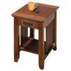 Viejo Mission Style Wood Chairside Table in Brown & Oak Finishes