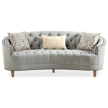 Classic Tufted Curved Back Sofa Blue