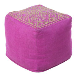 Fuschia Diamond Pattern Pouf - Floor Pillows And Poufs