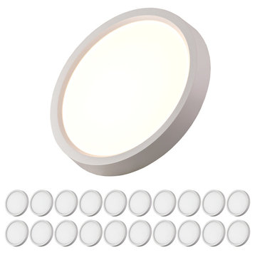 LED Mini Round Panel With J-Box Kit, Warm White 3000k, 5", 20-Pack