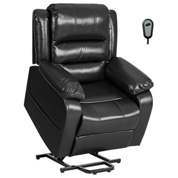 Power Lift Recliner, Massager PU Leather Upholstered Seat & Remote, Black