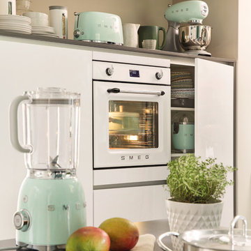 White Retro Kitchen with Smeg Small Kitchen Appliances