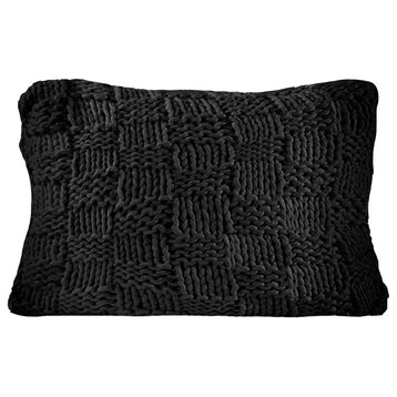 Chess Knit Dutch Euro Pillow, 28"x38", Black