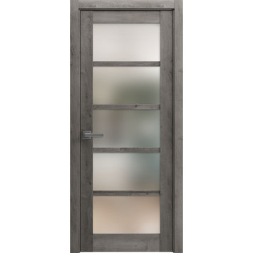 Solid French Door 24 x 80 | Quadro 4002 Nebraska Grey | Frosted Glass