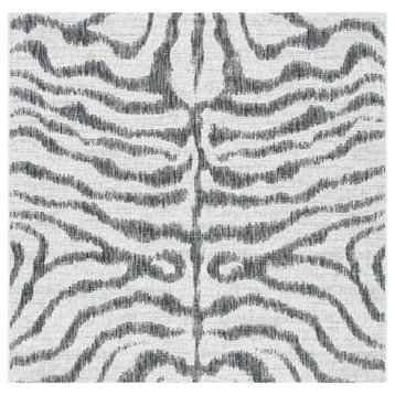 Safavieh Courtyard Collection CY8444 Indoor-Outdoor Rug, Gray and Black, 6'7"x6'7" Square