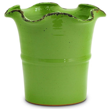 SCAVO GIARDINI-GARDEN Large Planter Vase With fluted rim LIGHT GREEN