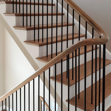 Project #153 | Sophisticated Red Oak Stair with Metal Balusters