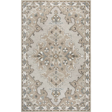 Rizzy Home Resonant RS931A Tan Central Medallion Area Rug, Runner 2'6"x8'
