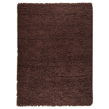 Hand Woven Brown New Zealand Wool Area Rug, 4'6"X6'6"