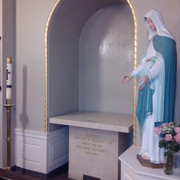 Side Altar gold leaf water damage, primed