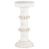 Wood, 11" Antique Style Candle Holder, White