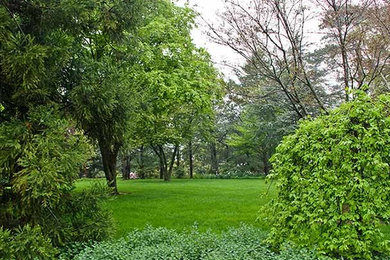 Inspiration for a large backyard landscaping in Boston.