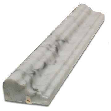 Polished Carrara White Chair Rail Marble Tile, Single Piece
