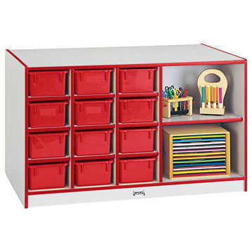 Rainbow Accents Mobile Storage Island - with Trays - Red
