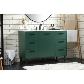 Elegant Decor Baldwin 48" Solid Wood and MDF Bathroom Vanity in Green